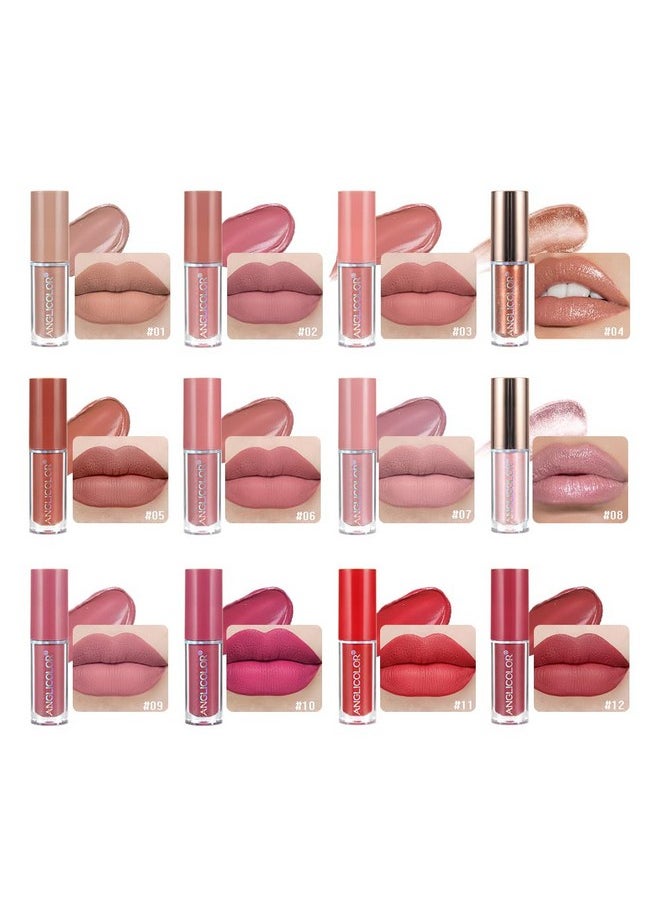 Anglicolor Anglicolor Matte Liquid Lipstick Set,Waterproof Long Lasting Non-Stick Lipstick for Women (12pcs)  - Image 1
