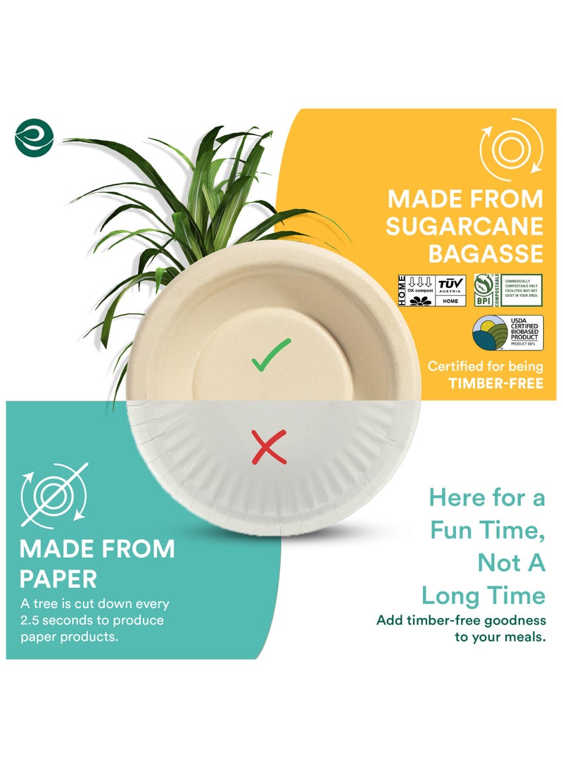 ECO SOUL وعاء من بقايا قصب السكر، 16 أونصة دائري، 10 قطع (غير مبيض) - Image 3