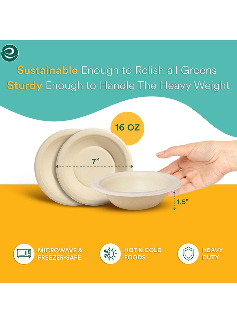 ECO SOUL وعاء من بقايا قصب السكر، 16 أونصة دائري، 10 قطع (غير مبيض) - Image 4