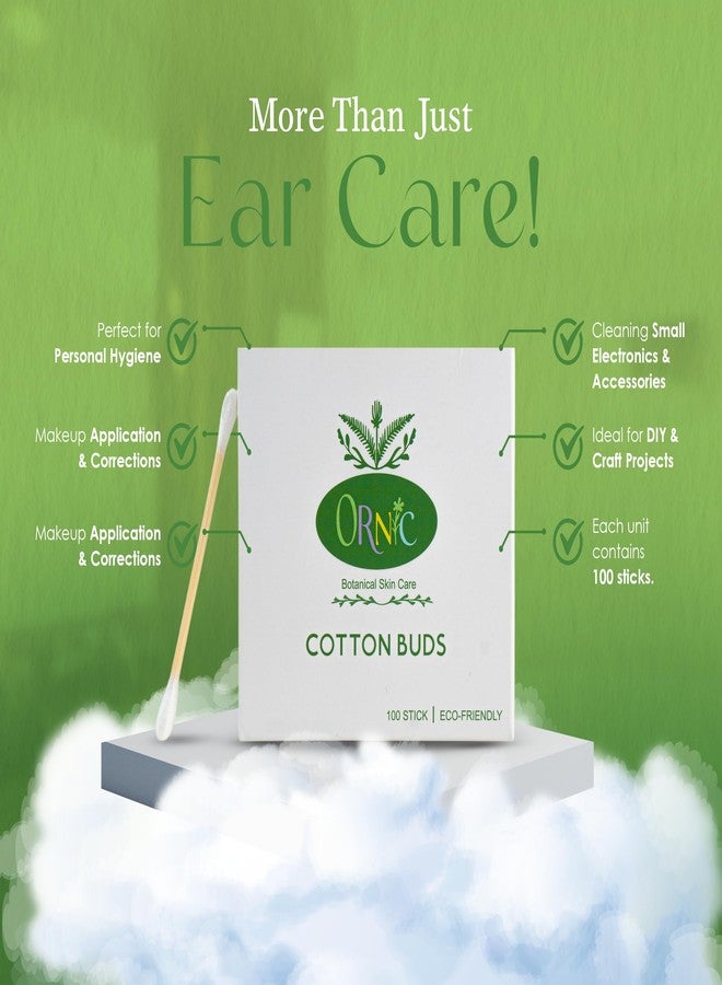 ORNIC Premium Bamboo Cotton Swabs -500 Ultra -Soft Organic Cotton Buds - Lint - Free, Durable Bamboo Sticks - Biodegradable Eco - Friendly Q Tips for Makeup, Skincare, Baby Care & Personal Hygiene - Image 3