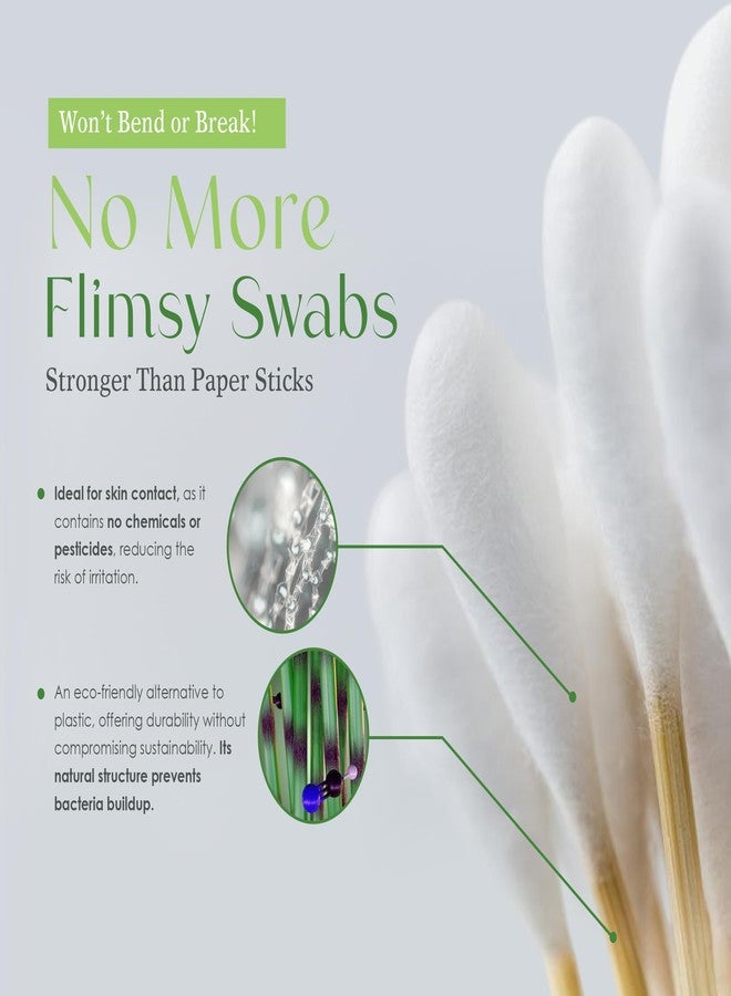 ORNIC Premium Bamboo Cotton Swabs -500 Ultra -Soft Organic Cotton Buds - Lint - Free, Durable Bamboo Sticks - Biodegradable Eco - Friendly Q Tips for Makeup, Skincare, Baby Care & Personal Hygiene - Image 5