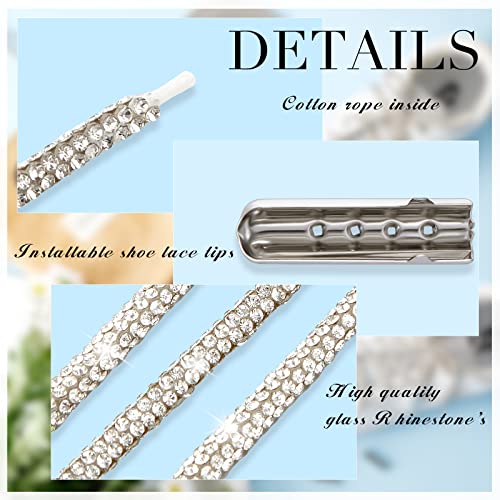 MTLEE Rhinestone Shoe Laces Bling Shoe Laces Rhinestone Diamond Hoodie String Glitter Cords for Sneakers with Aglets (Silver,5.47 Yards) - Image 3