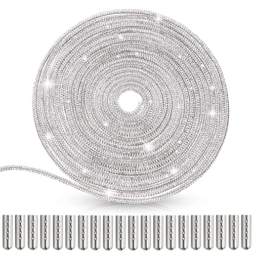 MTLEE Rhinestone Shoe Laces Bling Shoe Laces Rhinestone Diamond Hoodie String Glitter Cords for Sneakers with Aglets (Silver,5.47 Yards) - Image 1