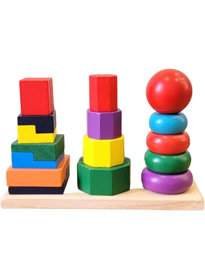 Three Columns Building Blocks Rainbow Tower Three Pylons Demolition Puzzle Building Blocks Geometric - Image 1