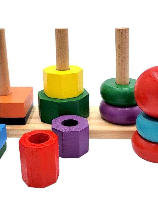 Three Columns Building Blocks Rainbow Tower Three Pylons Demolition Puzzle Building Blocks Geometric - Image 3