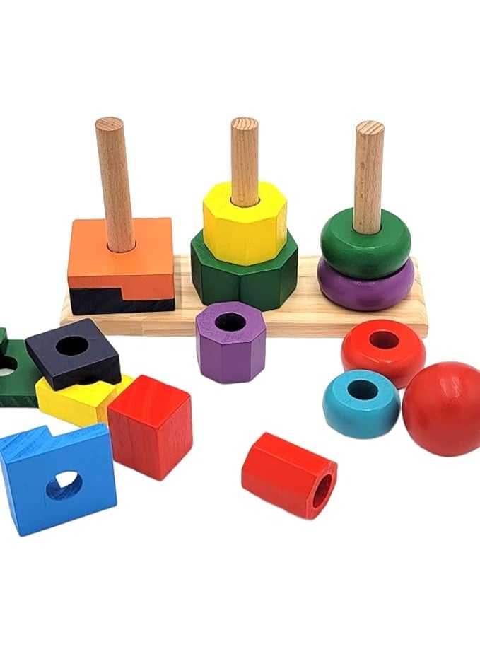 Three Columns Building Blocks Rainbow Tower Three Pylons Demolition Puzzle Building Blocks Geometric - Image 2