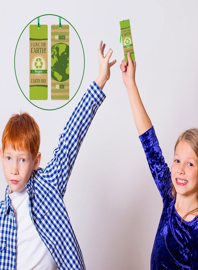 Engrowtic 120 Pcs Earth Day Bookmarks Bulk with Hole Ribbon Recycle Reduce Reuse Activity Kraft Paper Bookmarks for Kids Students Book Lovers Educational Learning Activities - Image 5