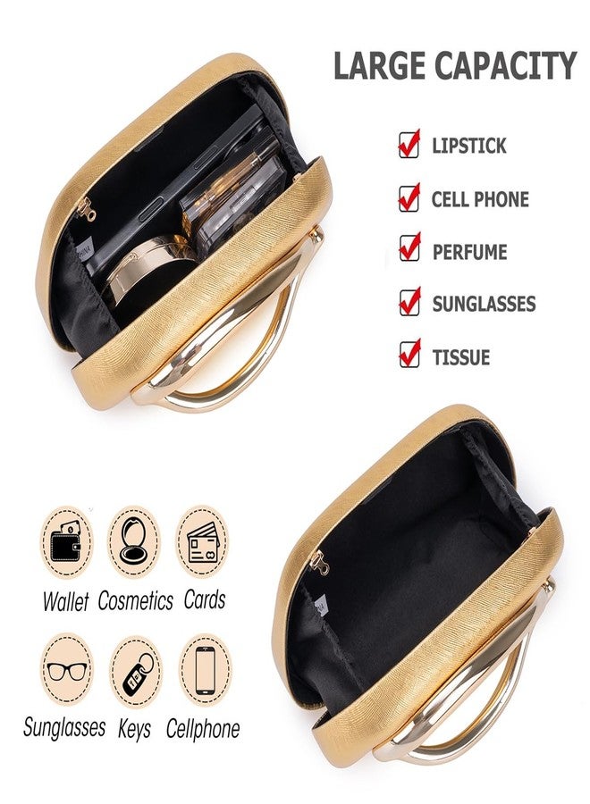 PHILOMENA Evening Clutch Purses Women PU Handbags Metal Decoration Shoulder Crossbody Bag Wedding Party (Gold) - Image 5