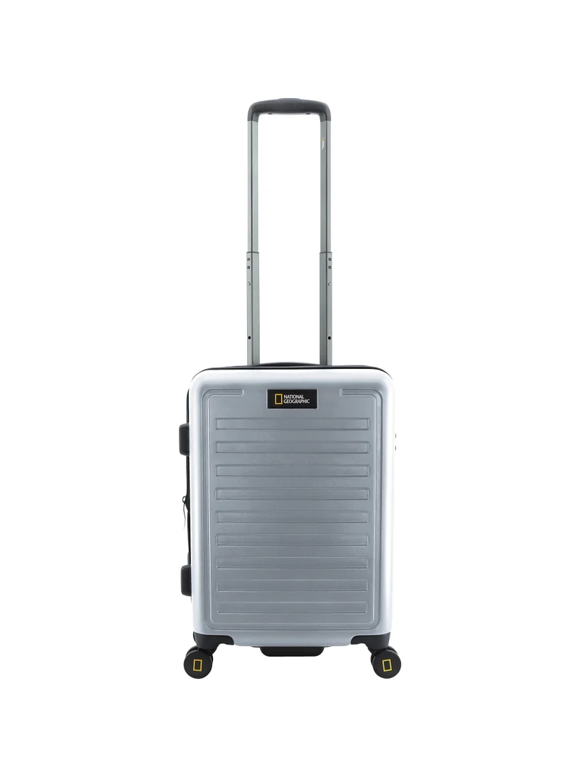 NATIONAL GEOGRAPHIC National Geographic Cruise 100% PC Hardshell Carry-On Small Cabin Business Suitcase Silver, Durable Lightweight  TSA Combination Lock Travel Luggage, 4 Quite Spinner Wheel Trolley Bag (20 Inch).