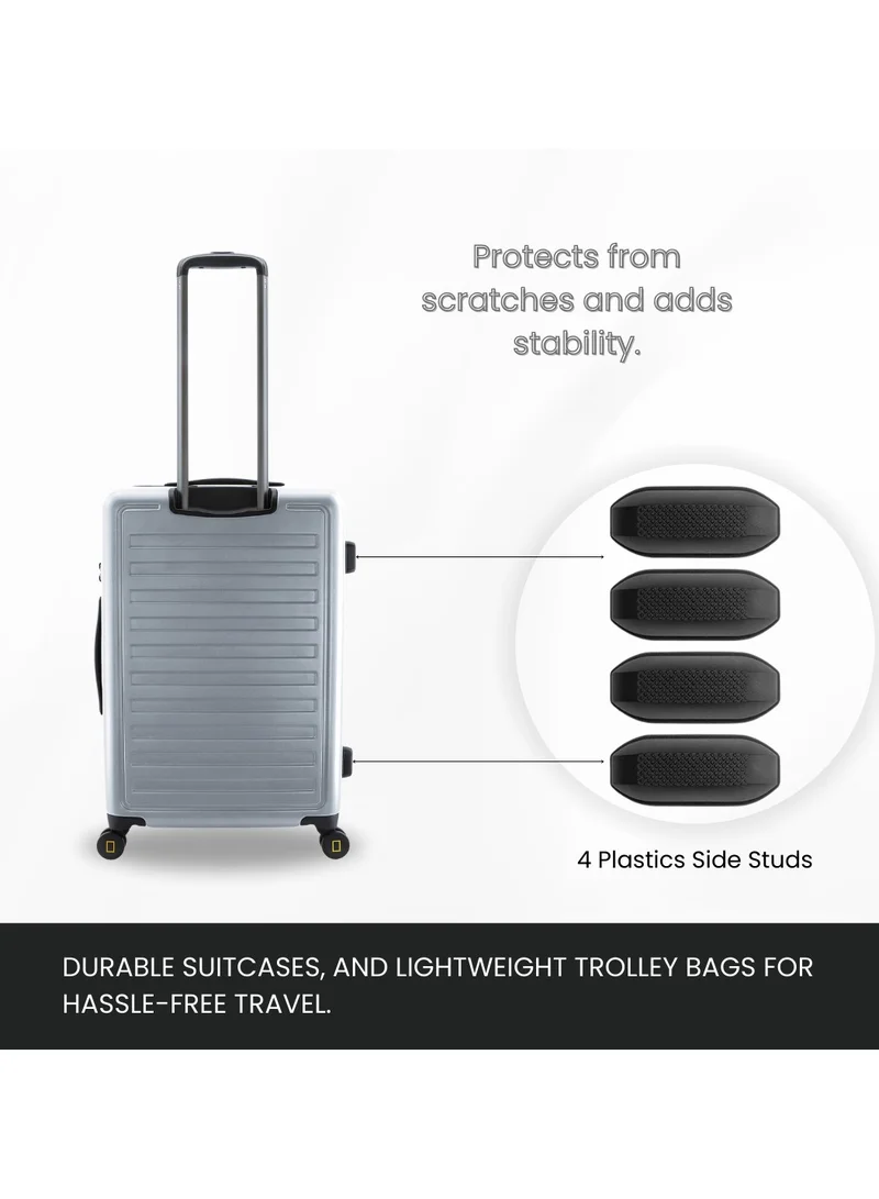NATIONAL GEOGRAPHIC National Geographic Cruise 100% PC Hardshell Carry-On Small Cabin Business Suitcase Silver, Durable Lightweight  TSA Combination Lock Travel Luggage, 4 Quite Spinner Wheel Trolley Bag (20 Inch).