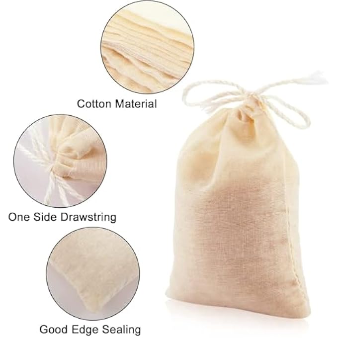 بوليفياز أكياس فلتر الشاي 50 قطعة آمنة وصديقة للبيئة من الدرجة الغذائية، أكياس فلتر الشاي الطبيعية للشاي السائب، مصفاة شاي مناسبة للشاي والقهوة والتوابل والأعشاب 10 × 15 سم - Image 3