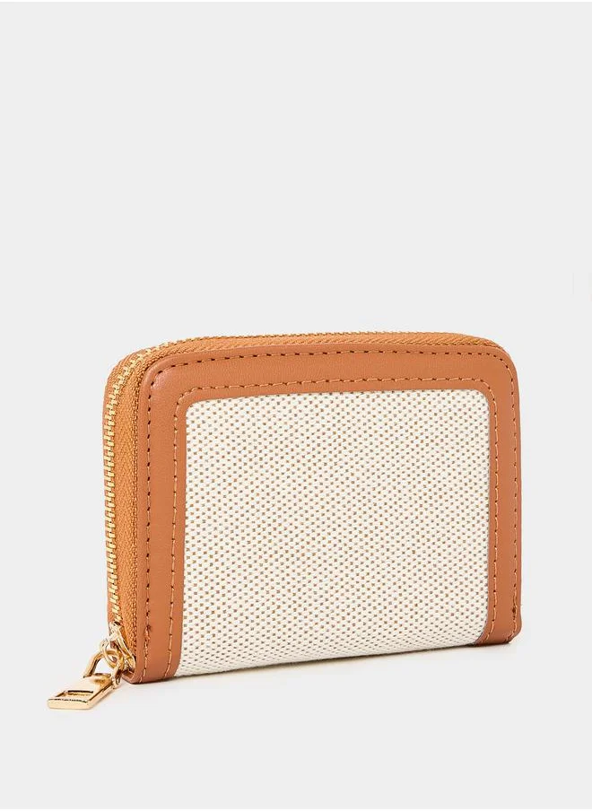 Styli Textured 2 Tone Wallet with Zip Closure