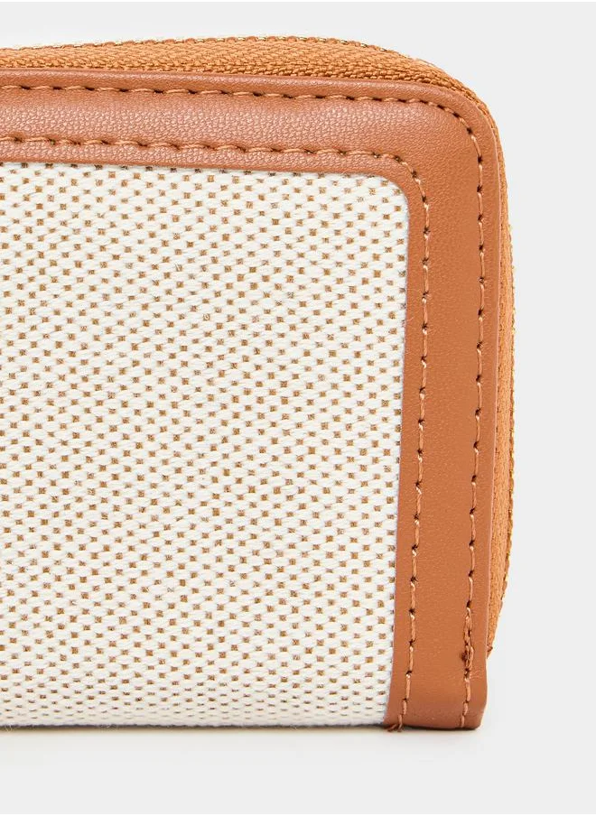 Styli Textured 2 Tone Wallet with Zip Closure
