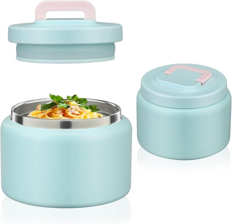 JXXM 8 Oz Thermo Food Jar for Hot & Cold Food for Kids, Insulated Lunch Containers Hot Food Jar,Leak-Proof Vacuum Stainless Steel Wide Mouth Lunch Soup Thermo for School (Pink-Jellyfish) - Image 1
