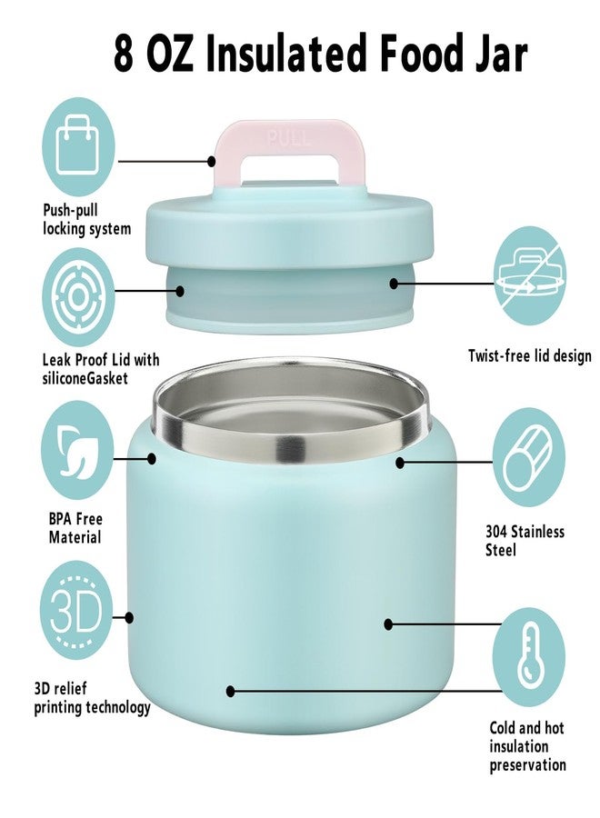 JXXM 8 Oz Thermo Food Jar for Hot & Cold Food for Kids, Insulated Lunch Containers Hot Food Jar,Leak-Proof Vacuum Stainless Steel Wide Mouth Lunch Soup Thermo for School (Pink-Jellyfish) - Image 3