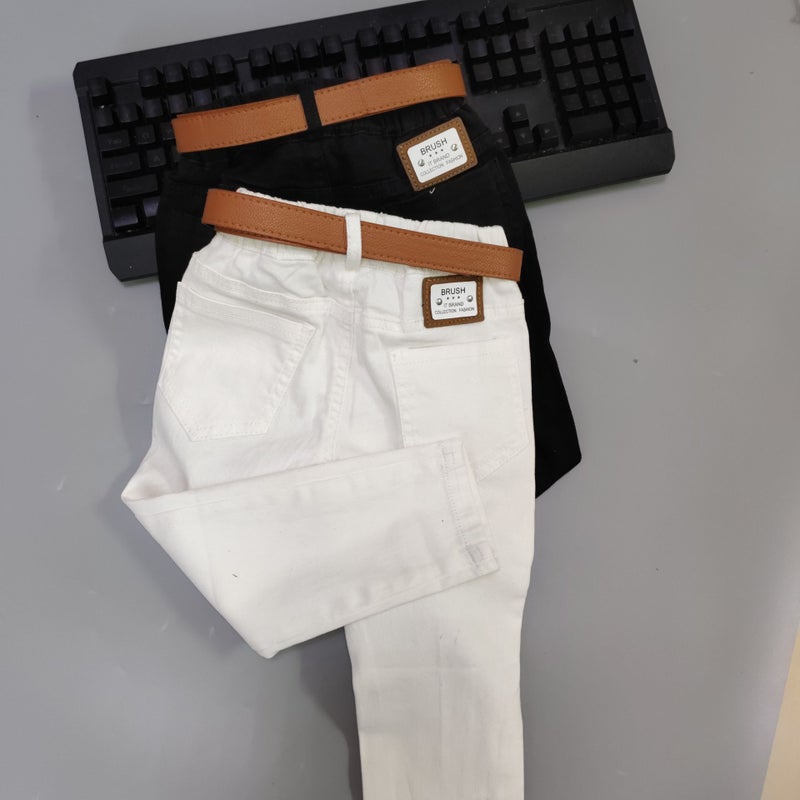 Children'S Wear Children'S Ripped Jeans Spring Children'S Autumn New White Trousers Baby Fashion Casual Ripped Pants - Image 4