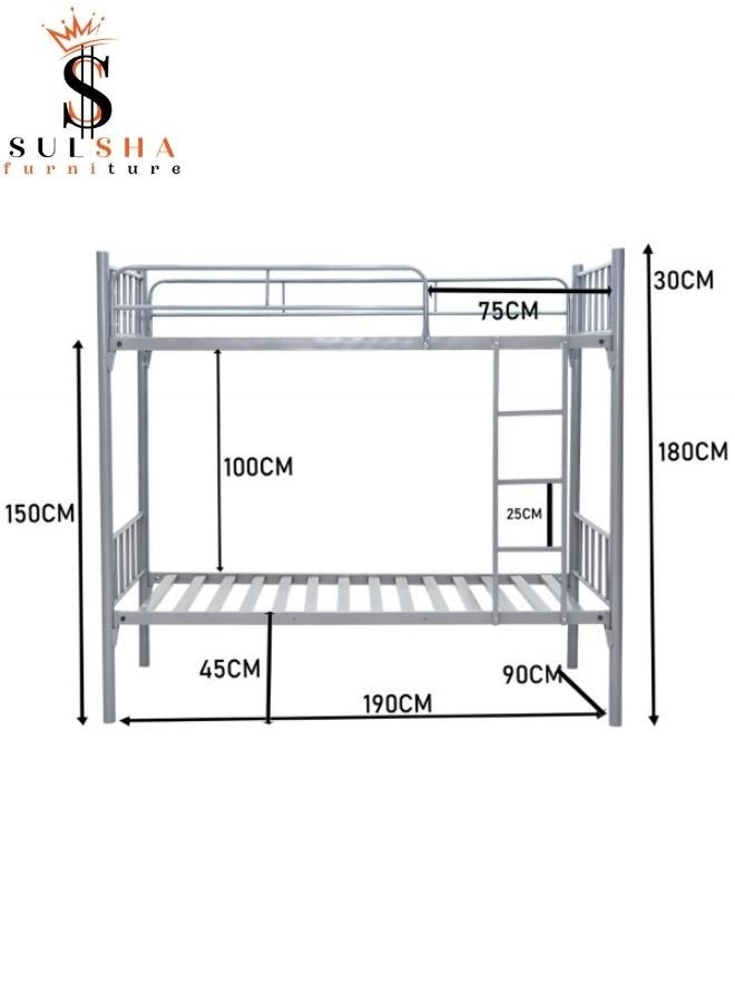 ALWASIT HOME Heavy Duty Bunk Bed 90x190 Cm Grey Color - Image 2