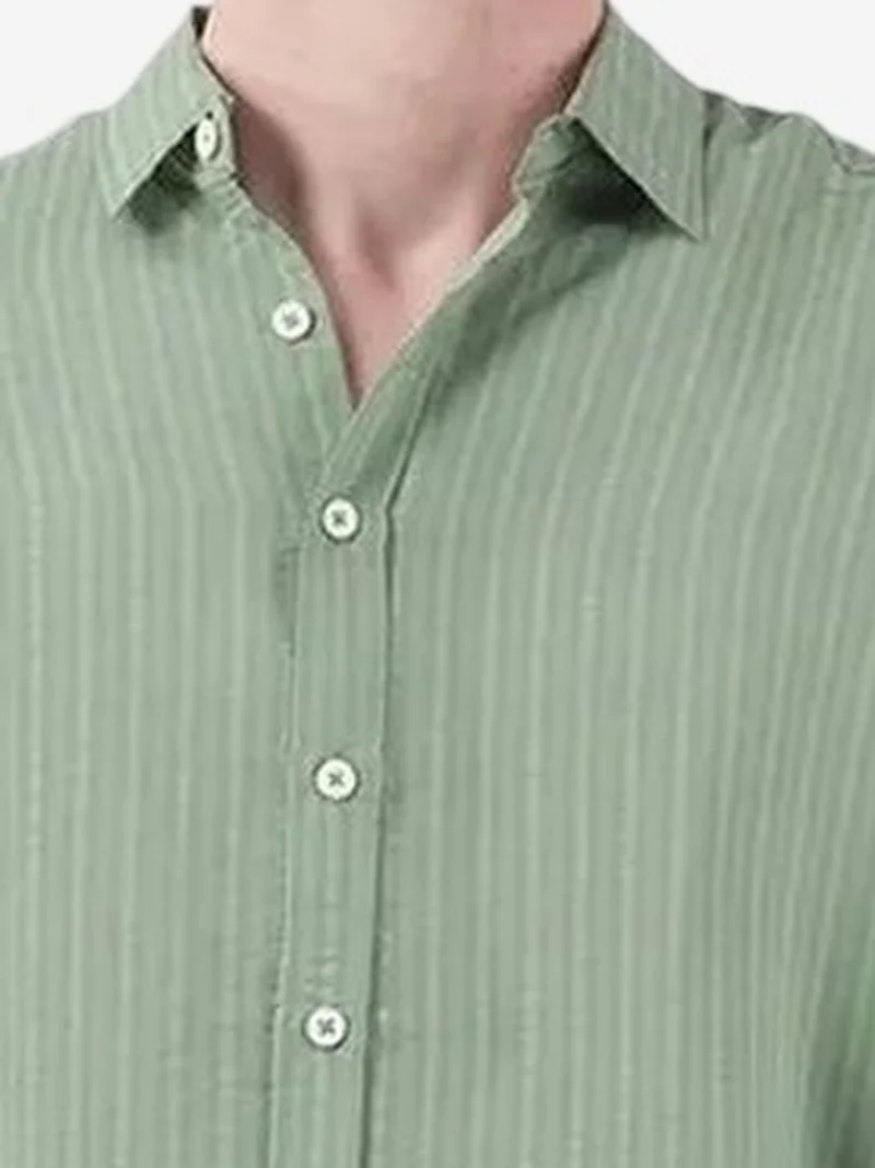 Giesto Mint Green GIESTO Casual Striped Long Sleeve Button-Up Shirt for Men | Best Price UAE
