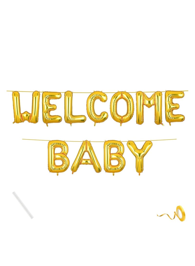 لافتة ترحيب بالمولود الجديد مع بالونات من رقائق معدنية زرقاء لحفل الكشف عن جنس المولود الجديد وحفل استقبال المولود - Image 2