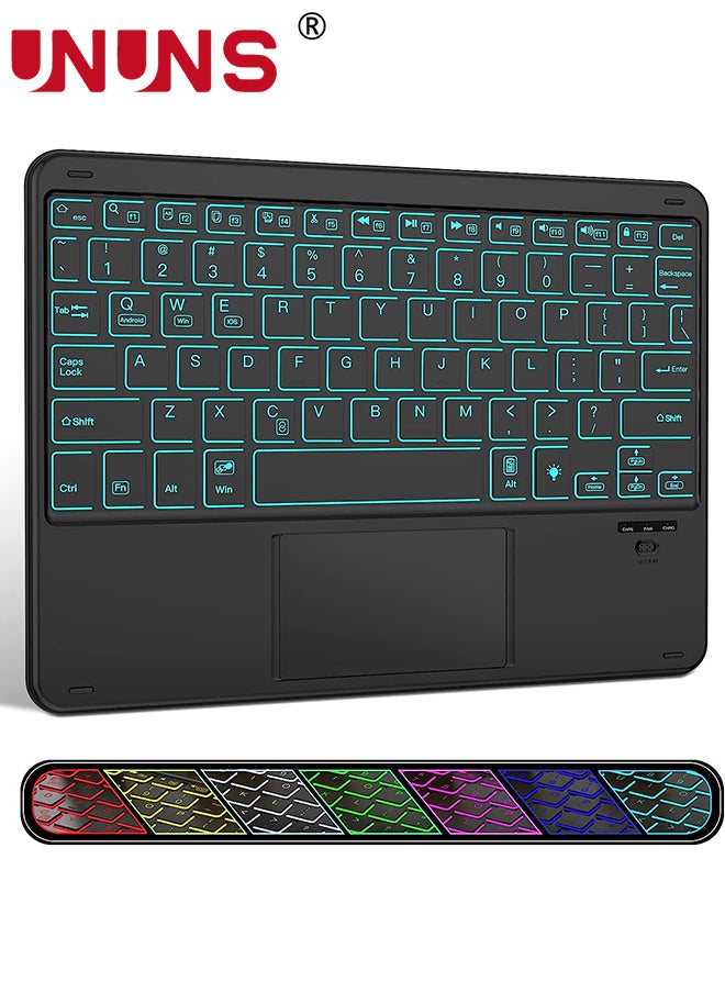 UNUNS - Wireless Bluetooth Keyboard with Touchpad,7 Colors Backlit Keyboard With Trackpad,Ultra-Slim 10 Inch Universal Rechargeable Keyboard For iOS/Android/Windows/Mac/Microsoft/Samsung Device - Image 1
