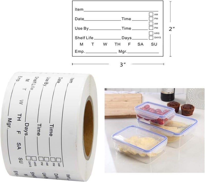 Hcode 2 x 3'' Self-Adhesive Removable Freezer Food Labels- Easy Clean Leaves No Residue- Cooler Food Storage Freezer Stickers Plastic Paper Perfect for Reusable Containers 2 Roll - Image 1