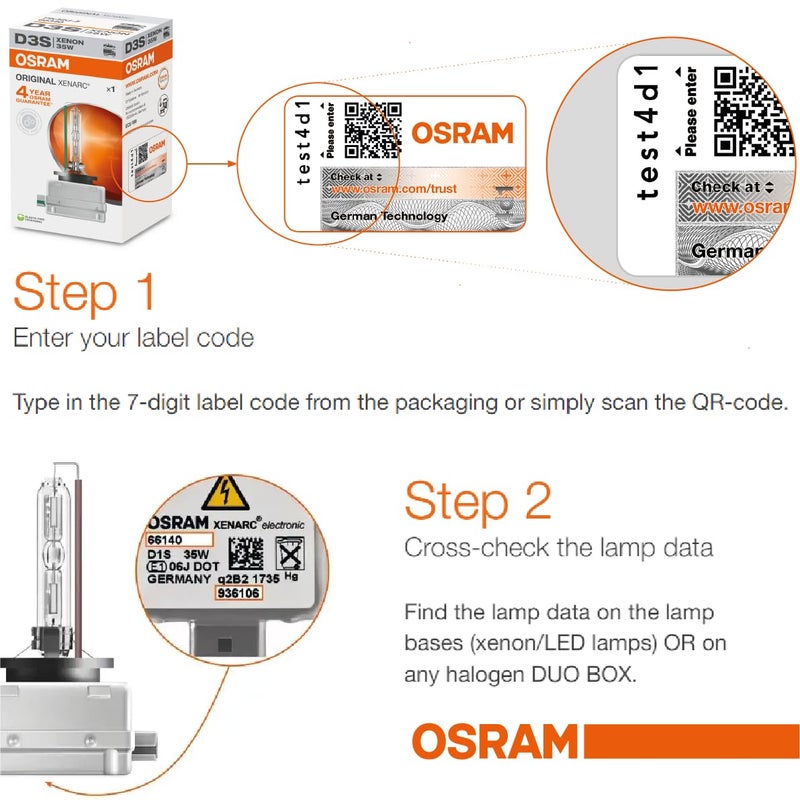 Osram 66340HBI Xenarc 35W D3S PK32D-5 4600K HID Xenon Light Bulb (2 Pack) - Image 3