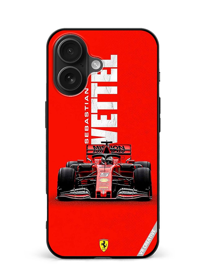 غطاء حماية لهاتف آبل آيفون 16 بتصميم سيارة سباق F1 متعدد الألوان