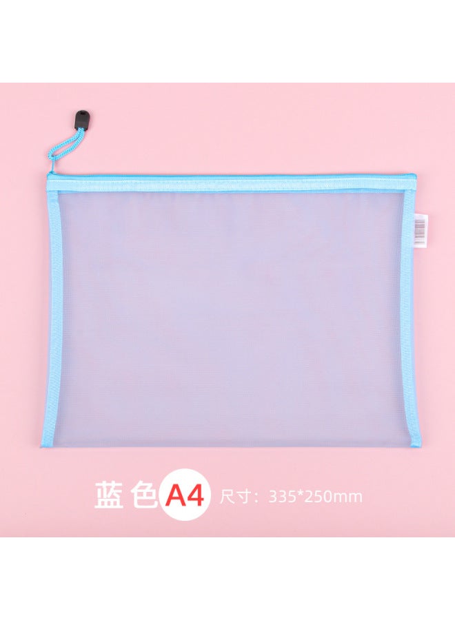 HELPS Transparent File Bag Office Large Capacity Nylon Mesh Durable Information Bag A4 Student Portable Zipper Storage Bag - Image 1