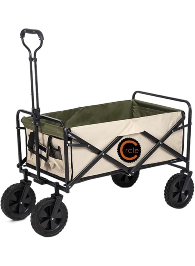 Folding Wagon,Portable with W Heels, 80kg Beach Wagon,Wide Big360 Wheels &,Outdoor, beach, camping, shopping,pets FW-005 - Image 1