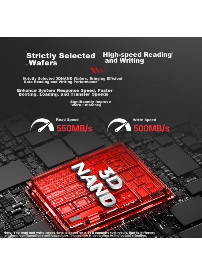 KingSpec كينغسبك 256 جيجابايت SSD، واجهة ساتا 3.0، 2.5 بوصة، TLC NAND، سرعة قراءة 500 ميجابايت/ثانية، متوافق مع الكمبيوتر المكتبي/اللاب توب - Image 2