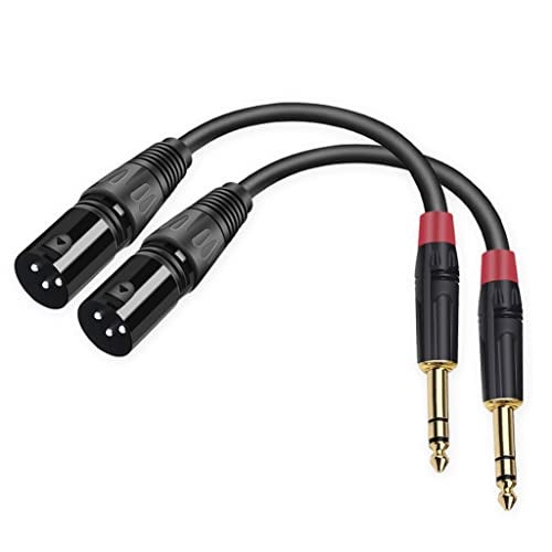 Seefeful (2PACK/11.8inch) XLR to 1/4 TRS Stereo Adapter,XLR Male to 1/4 Inch (6.35mm) Balanced Microphone Stereo Audio Converter AdapterCable - Image 1