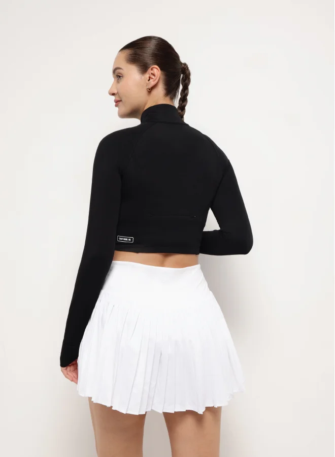 ZAECY Turtle Neck Crop Jacquet – Noir Black
