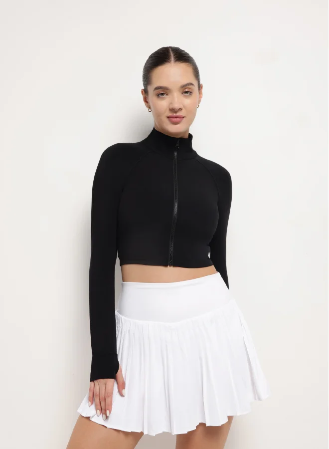 ZAECY Turtle Neck Crop Jacquet – Noir Black
