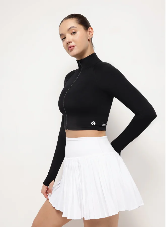 ZAECY Turtle Neck Crop Jacquet – Noir Black
