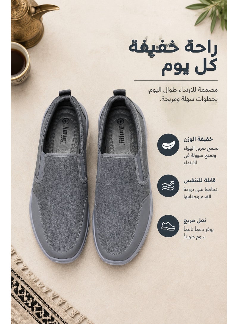 Amity Men's Orthopedic Slip-On Walking Loafers with Arch Support, Soft Microfiber Leather - Image 5