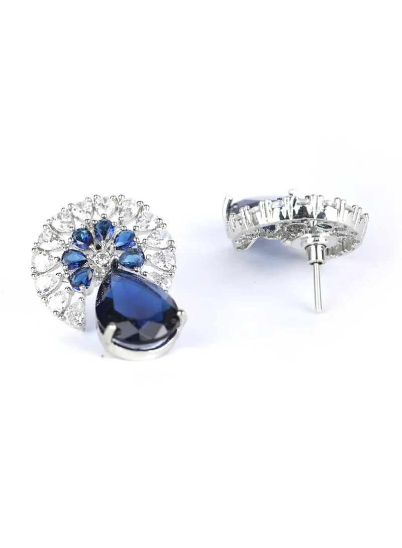 Priyaasi Blue Plated Tear Drop Earrings