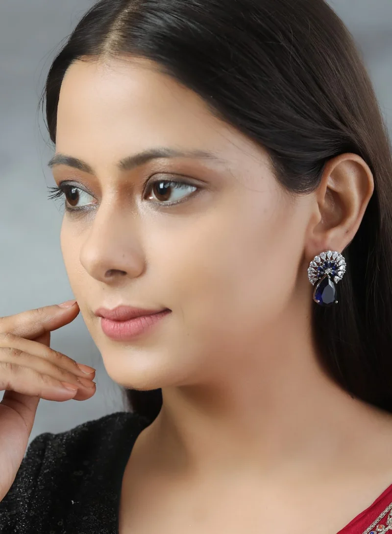 Priyaasi Blue Plated Tear Drop Earrings