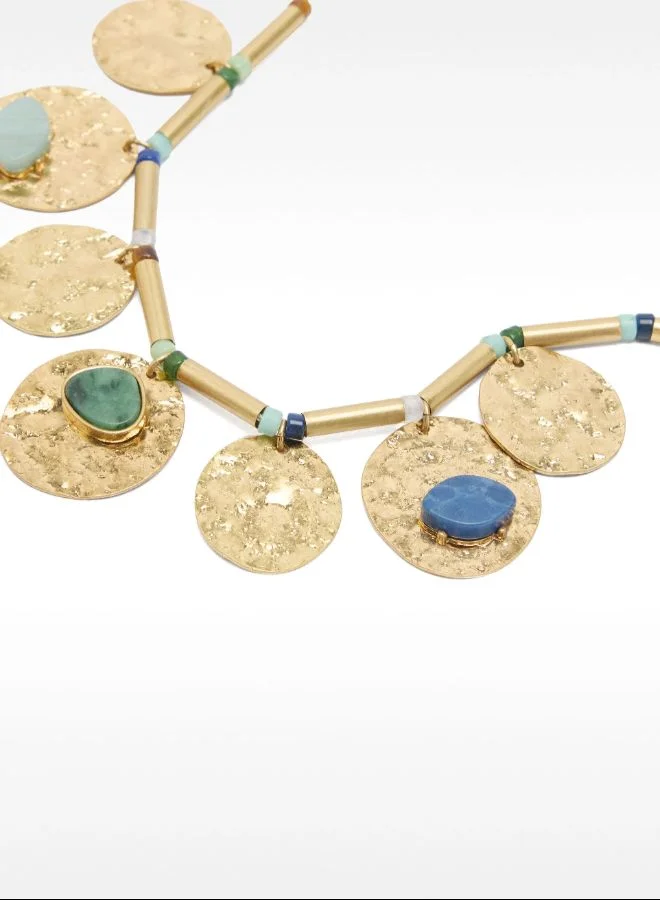 PARFOIS Short necklace with medals and stones