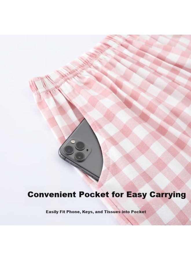 Liberal Freedom Series Women's Pure Cotton Home Sleep Shorts, Plaid Three-quarter Length Shorts, Loose Casual Shorts Suitable For Outdoor Wear, For Young Women - Image 2