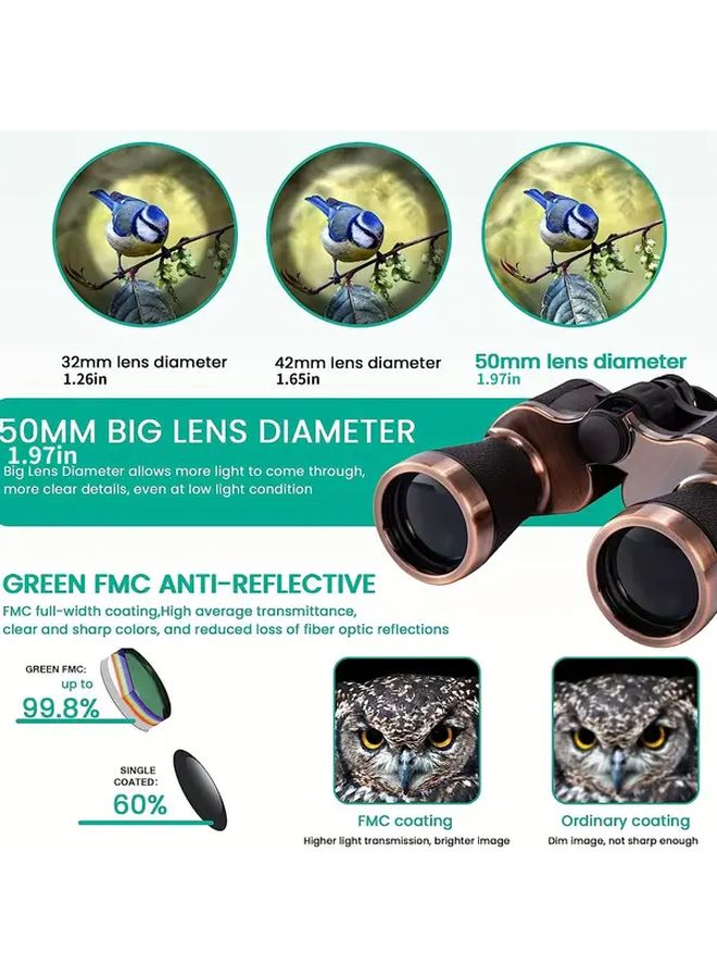 نظارات Afterwave 10x50 HD الاحترافية للمشي لمسافات طويلة والتخييم ومشاهدة الطيور والسفر - Image 5