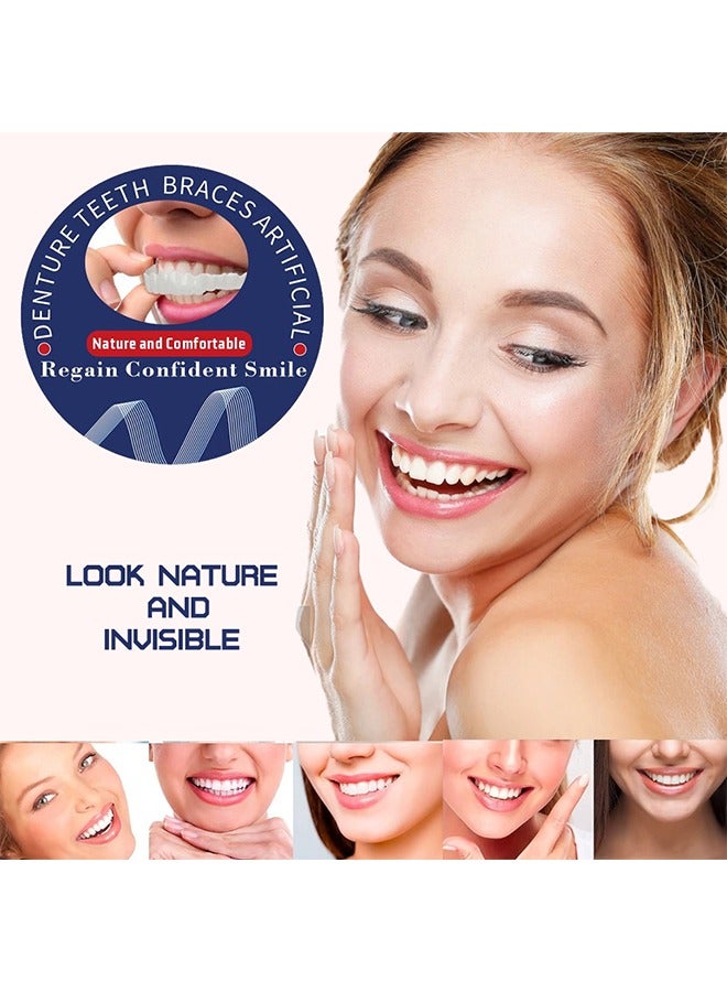 Ocean Instant Veneers Dentures Fake Teeth Braces Whitening Cosmetic Tooth Covering Snap on Smile Teeth Top and Bottom Clip in Veneers Teeth Temporary Upper and Lower False Teeth for Men and Women  - Image 2