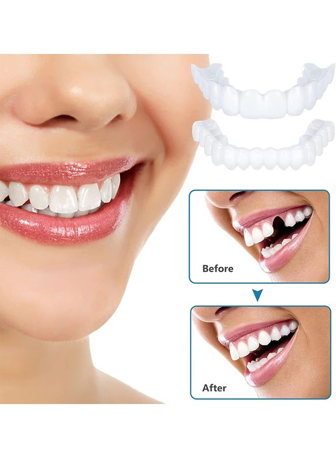 Ocean Instant Veneers Dentures Fake Teeth Braces Whitening Cosmetic Tooth Covering Snap on Smile Teeth Top and Bottom Clip in Veneers Teeth Temporary Upper and Lower False Teeth for Men and Women  - Image 4