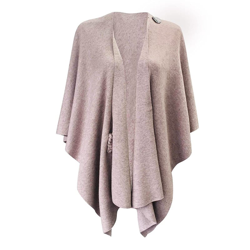 PULI Womens Large Cross Front Poncho Sweater Wrap Topper Knitted Elegant Shawls Cape for Fall Winter - Image 2