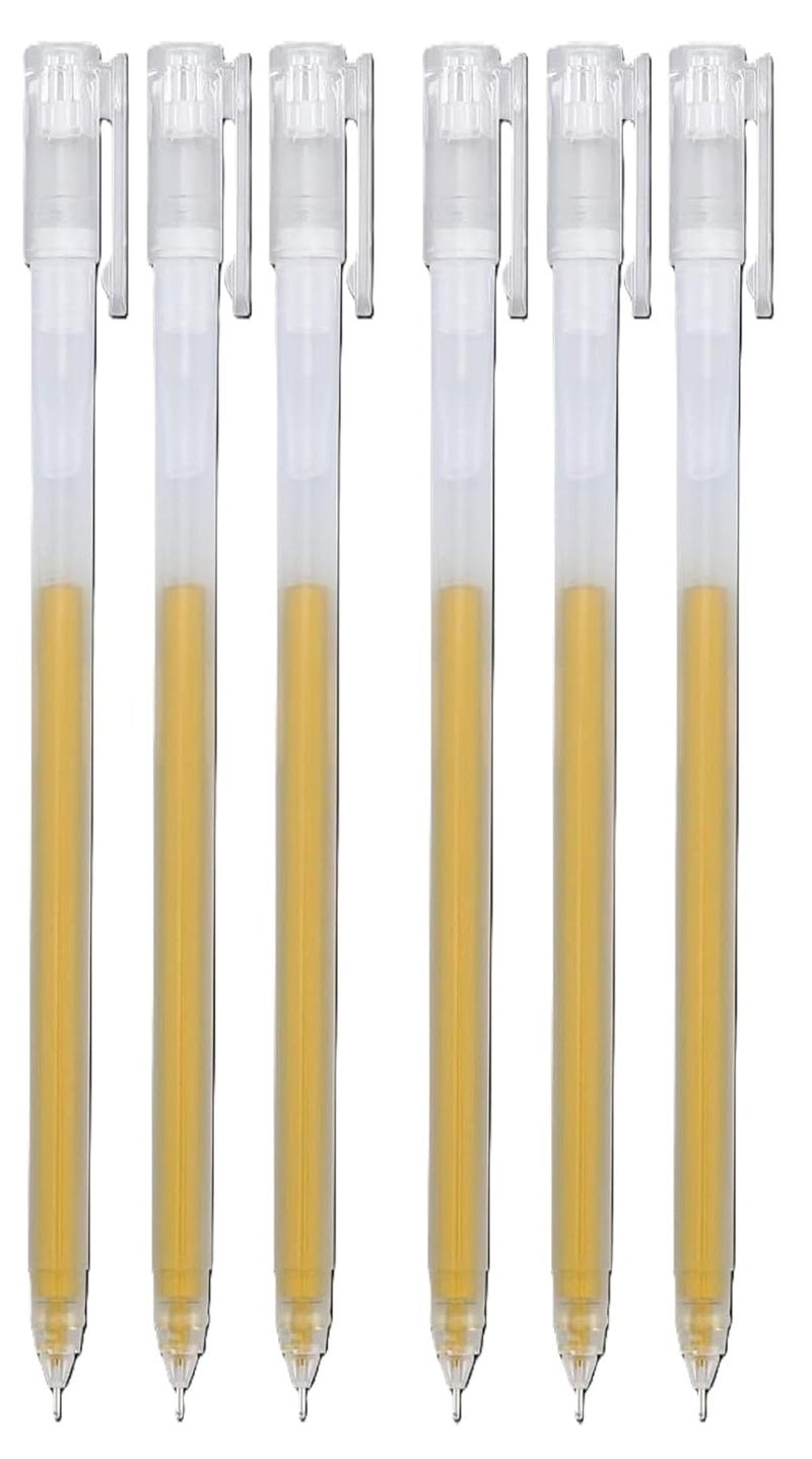Faded Golden Gel Pen Set with Fine Tips | Great for Drawing on Black Paper, Detailed Artwork, Rock Painting, Scrapbooking, and Coloring Projects | Smooth Flowing Metallic Ink (Pack of 6) - Image 1