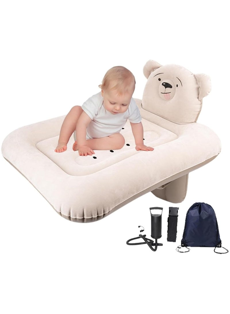 Airplane Bed Inflatable Airplane Bed for Toddler Portable Baby Airplane Bed for Travel Plane Bed for Kids with Hand Pump Seat Belt and Carry Bag Toddler Seat Extender for Car Airplane (Bear)  - Image 1