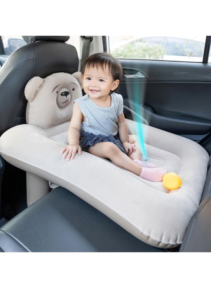 Airplane Bed Inflatable Airplane Bed for Toddler Portable Baby Airplane Bed for Travel Plane Bed for Kids with Hand Pump Seat Belt and Carry Bag Toddler Seat Extender for Car Airplane (Bear)  - Image 5