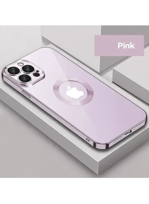 Mione New Version Clear Plating iPhone Case with Camera Protector For iPhone 14 Pro Max Pink