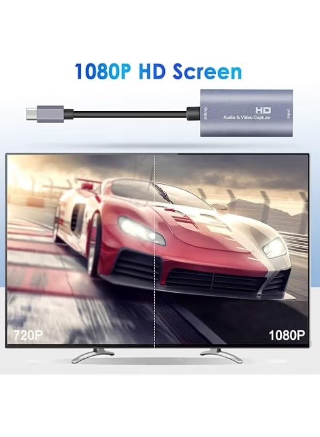 HDMI to USB-C video capture card via USB 3.0, supports 4K input and 1080p 60fps recording, for live streaming and recording, compatible with Windows and Mac. - Image 2