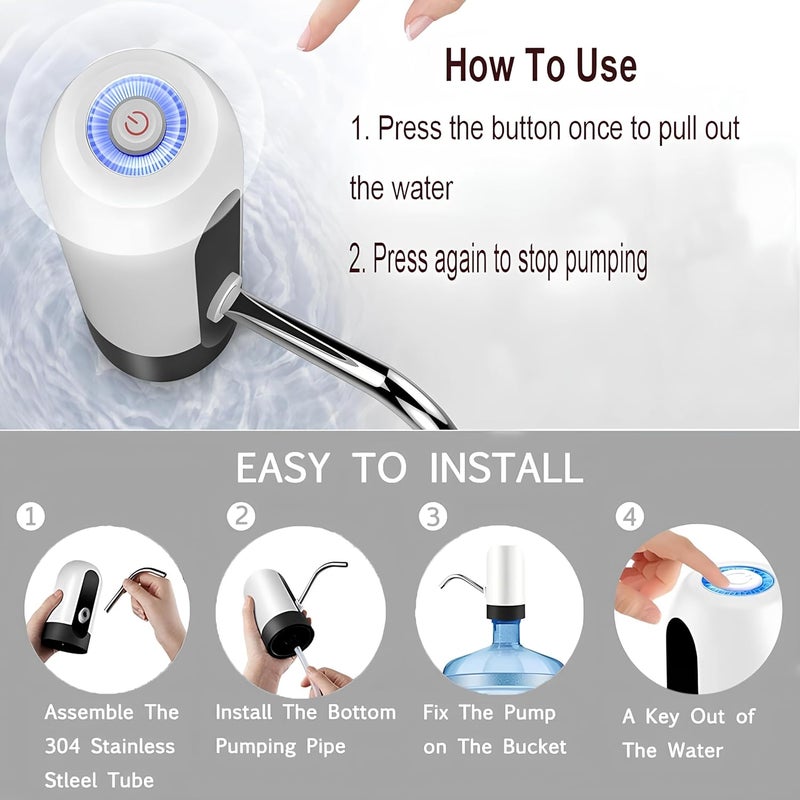 VERONIC Automatic Wireless Water Dispenser for 20 Litre Bottle Can Water Pump Ideal for Home Office Indoor Outdoor Black White - Image 4