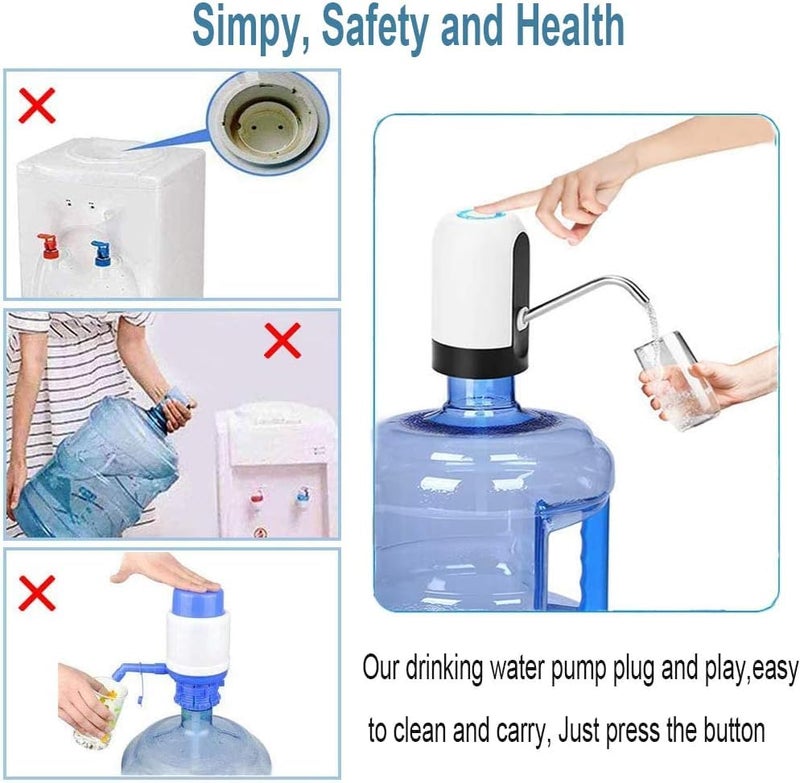 VERONIC Automatic Wireless Water Dispenser for 20 Litre Bottle Can Water Pump Ideal for Home Office Indoor Outdoor Black White - Image 5